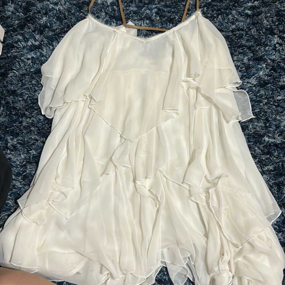 Free People White Ruffled Mini Dress